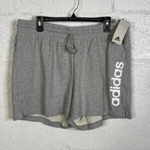 Adidas Plus Size Linear Logo French Terry Shorts -Grey/Black 1X